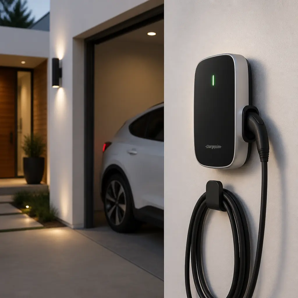 Electric vehicle charging equipment being inspected